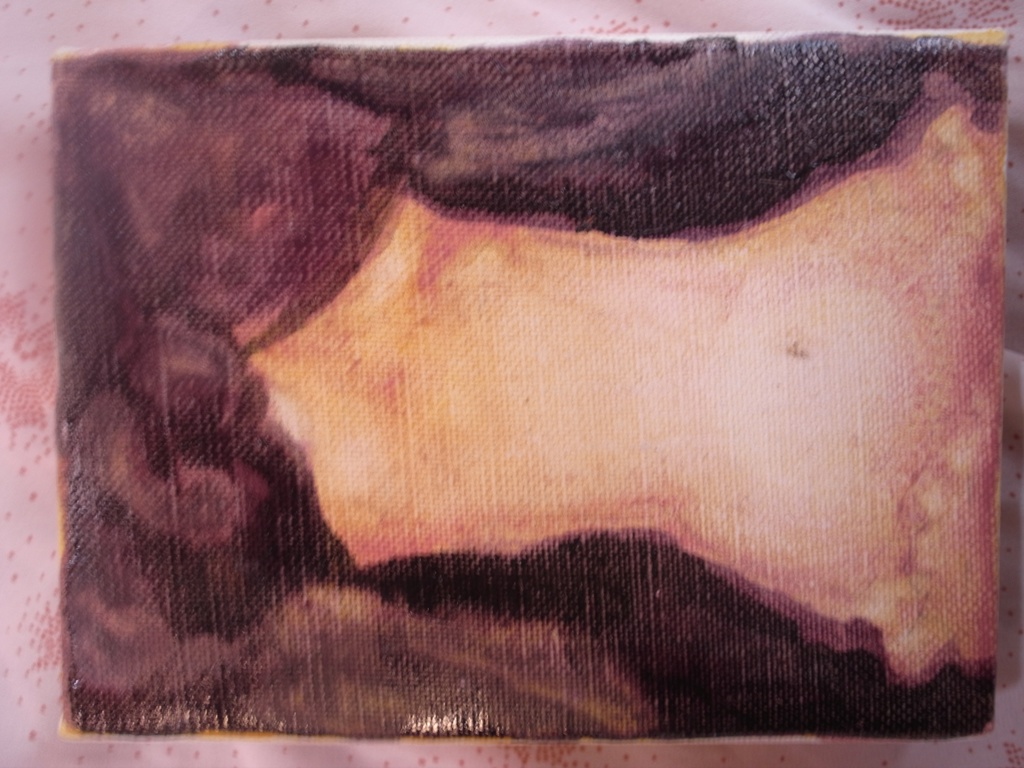 purple ribbon, oil on canvas, original artwork