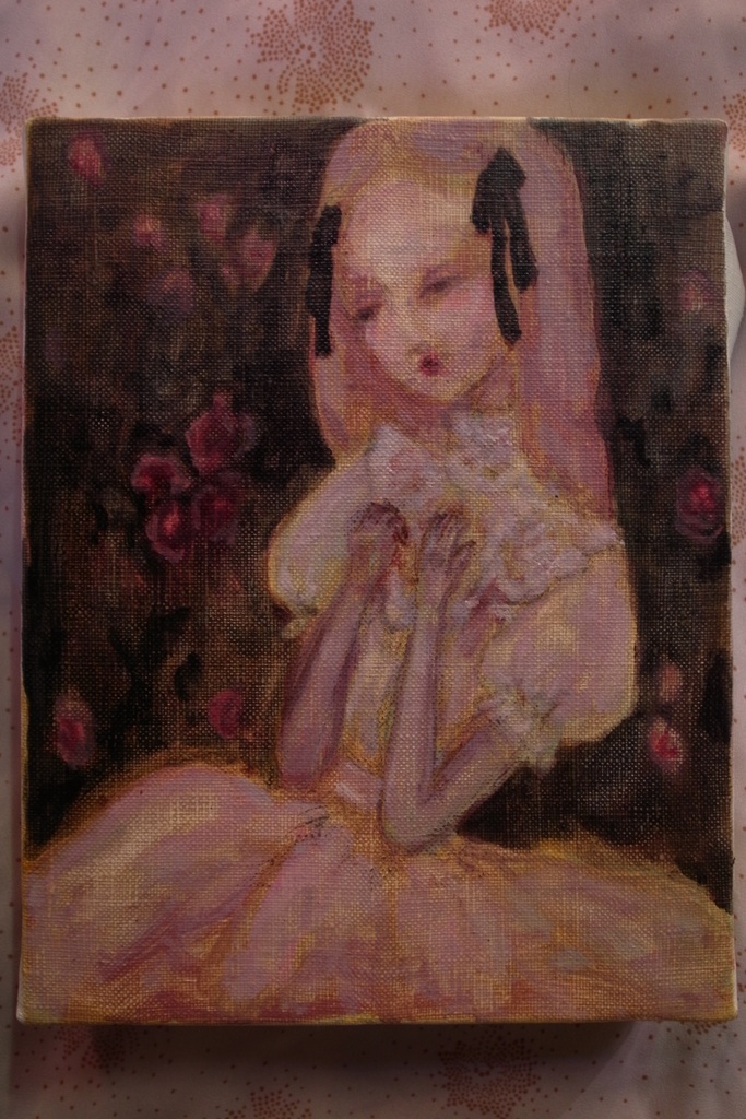 Roses bouquet, oil on canvas, my original art 