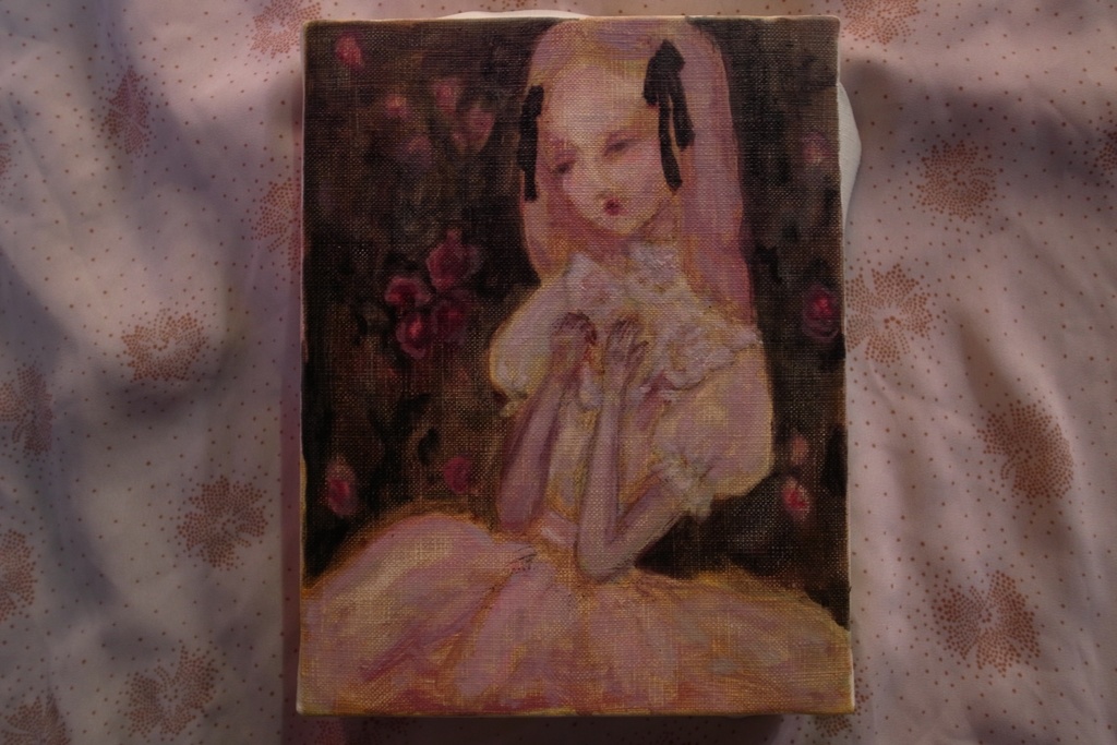 Roses bouquet, oil on canvas, my original art