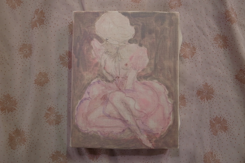 sweet pea, oil on canvas, my original art