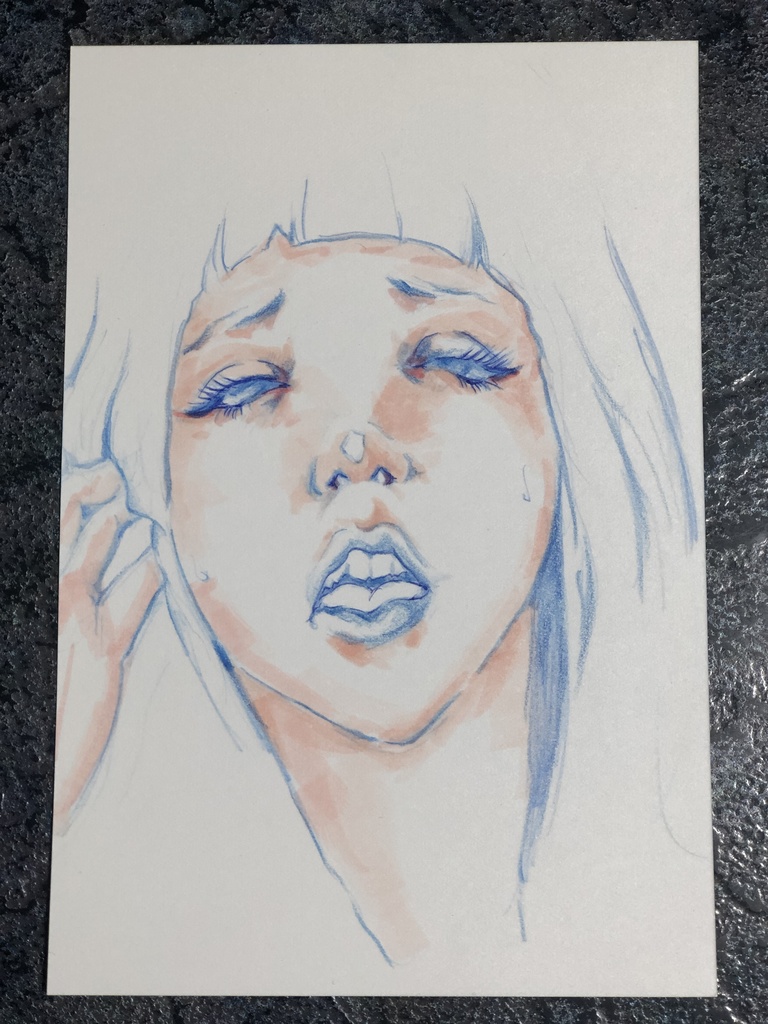 『限定版④』稲口マンゾ絵画展【空に穴があくほどに、冬】原画付き記念コラボポストカードセット