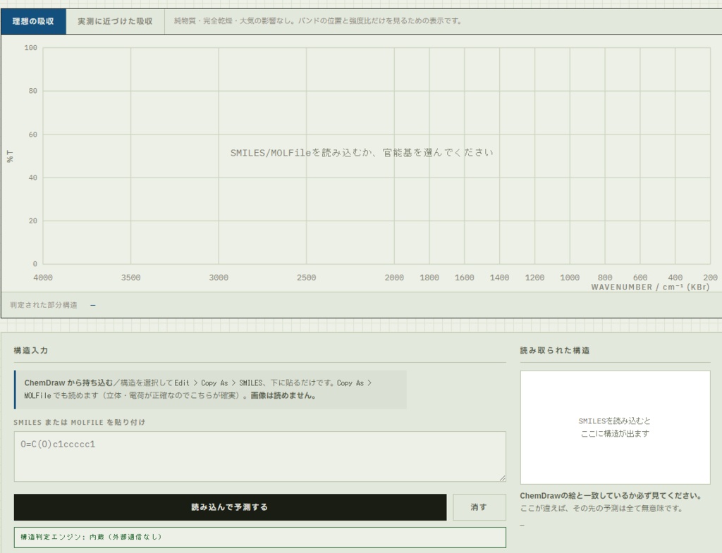 FTIR帰属・予測ツール — 波数から引く、構造から予測する