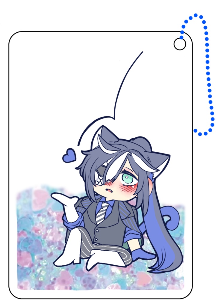 ハートグリッターが動くねこボスキグリッターキーホルダー