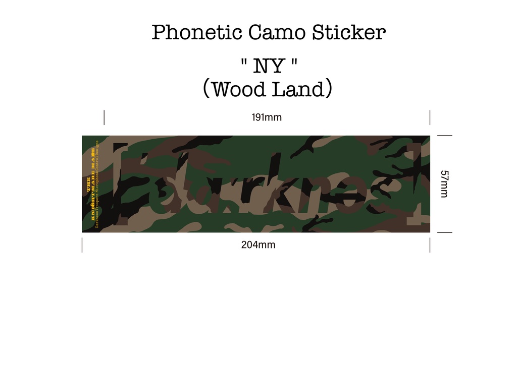 Phonetic Camo Sticker "NY" (Wood Land) (1枚)
