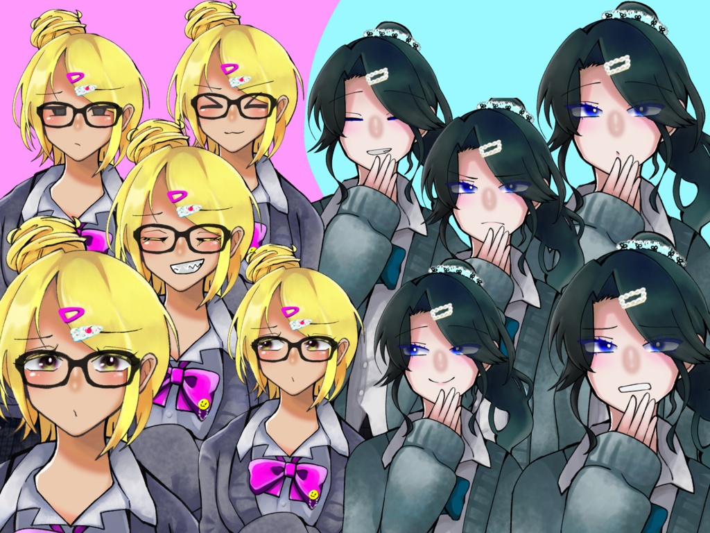 【無料立ち絵】仲良しギャル2人組