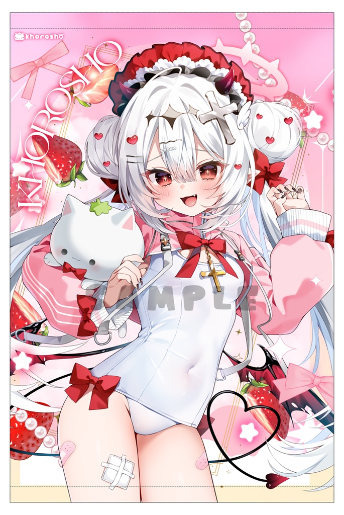 銀髪ちゃんいちごみるくタペストリー🍓🍼【再販】