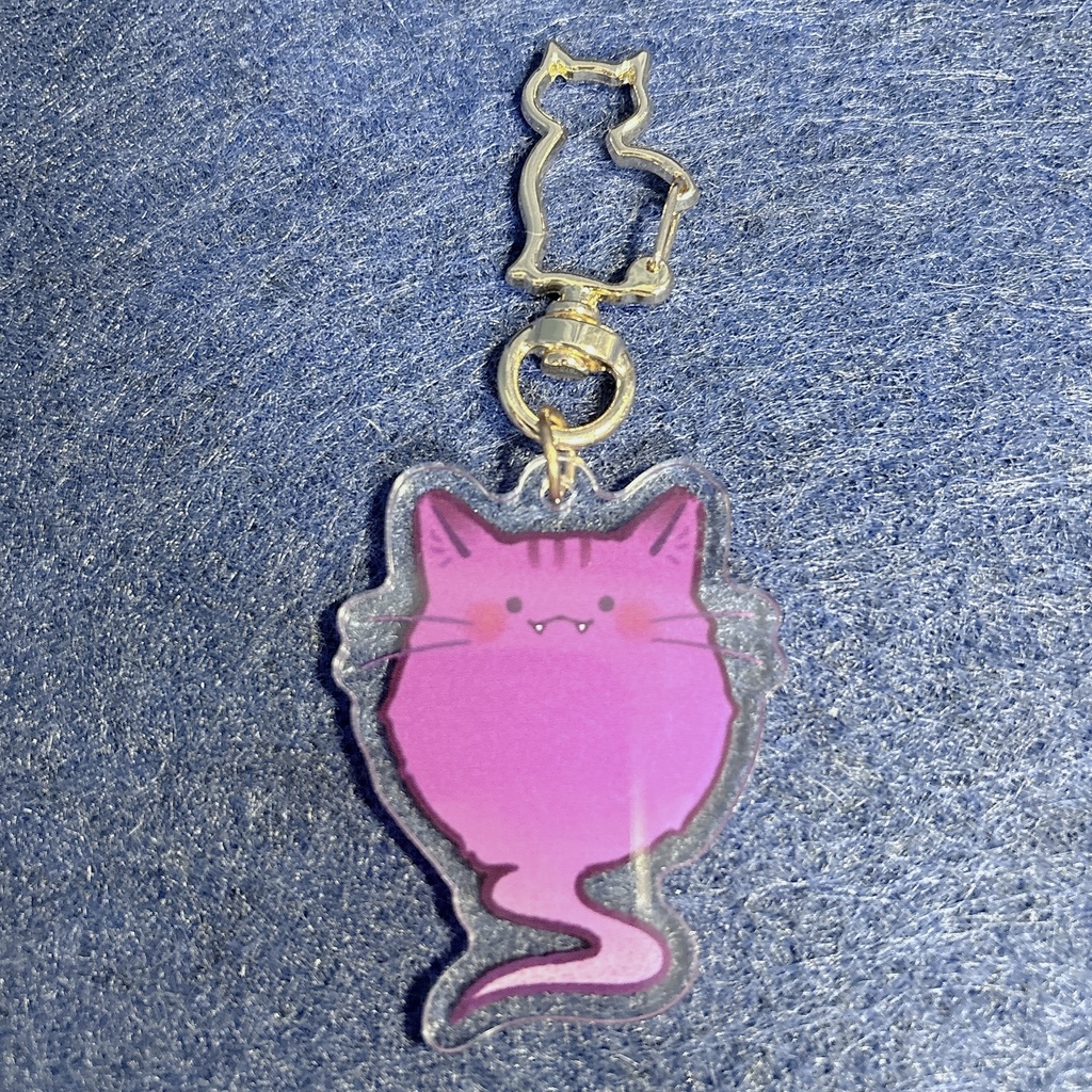 【再販/21個限定】幽霊猫アクキー 紫※金具違いの新バージョン