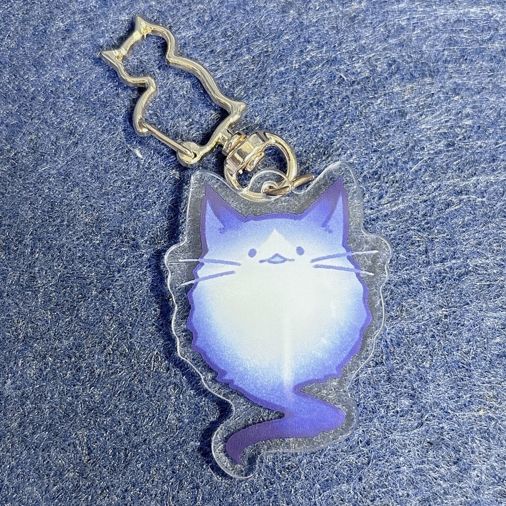 【再販/21個限定】幽霊猫アクキー 青※金具違いの新バージョン