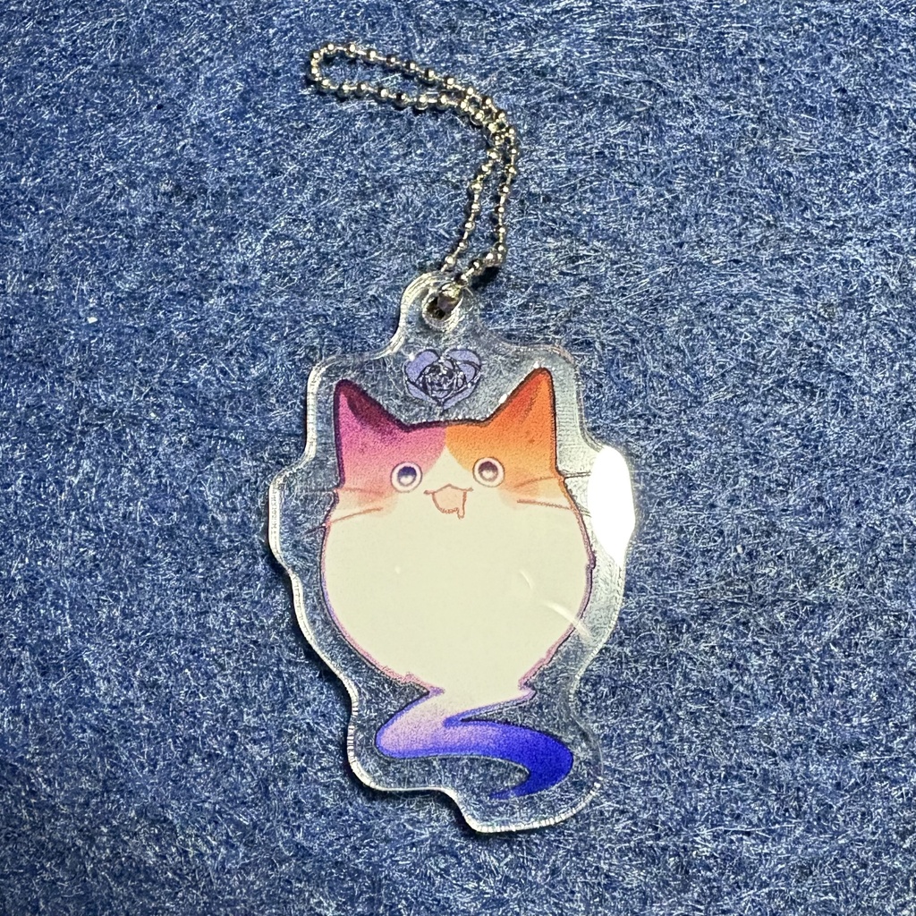 【残12個】三毛猫幽霊猫ボールチェーンキーホルダー【全ての袋の上に、直筆サイン付き】