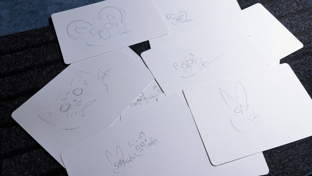 『咲』直筆漢字メッセージカード。はがきサイズ(裏面に動物有)