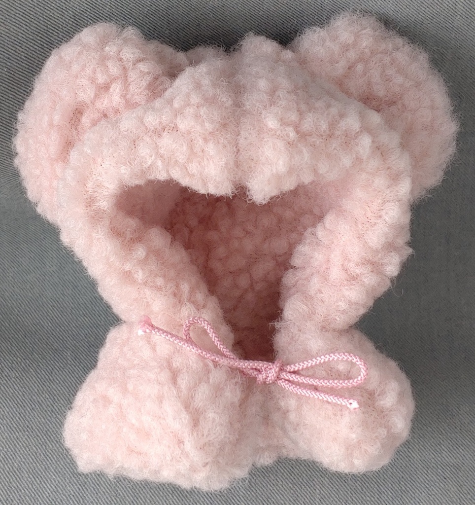 ふわもこポンチョスモーキーピンク耳つき（にじぱぺっとさんサイズ）