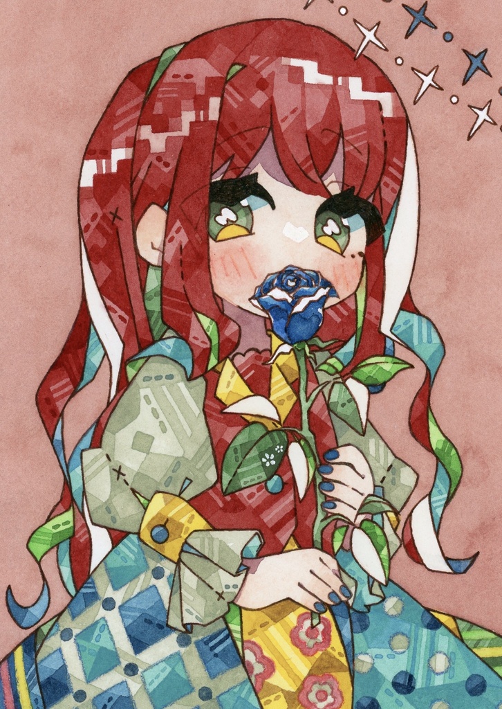 【額装原画】恋する青色