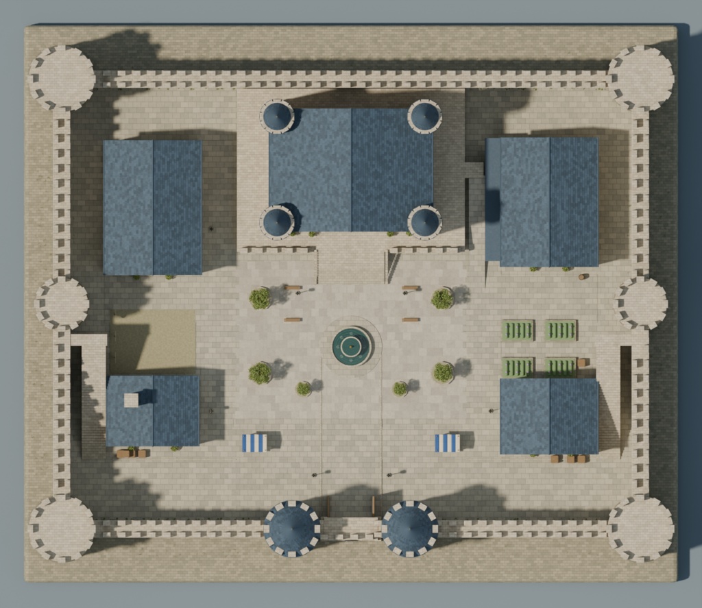 【Blender】中世の城塞・中庭背景セット|Citadel Courtyard|通常版+軽量版