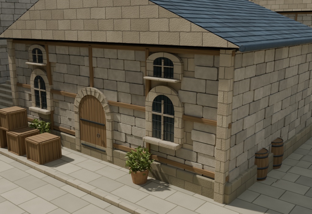 【Blender】中世の城塞・中庭背景セット|Citadel Courtyard|通常版+軽量版