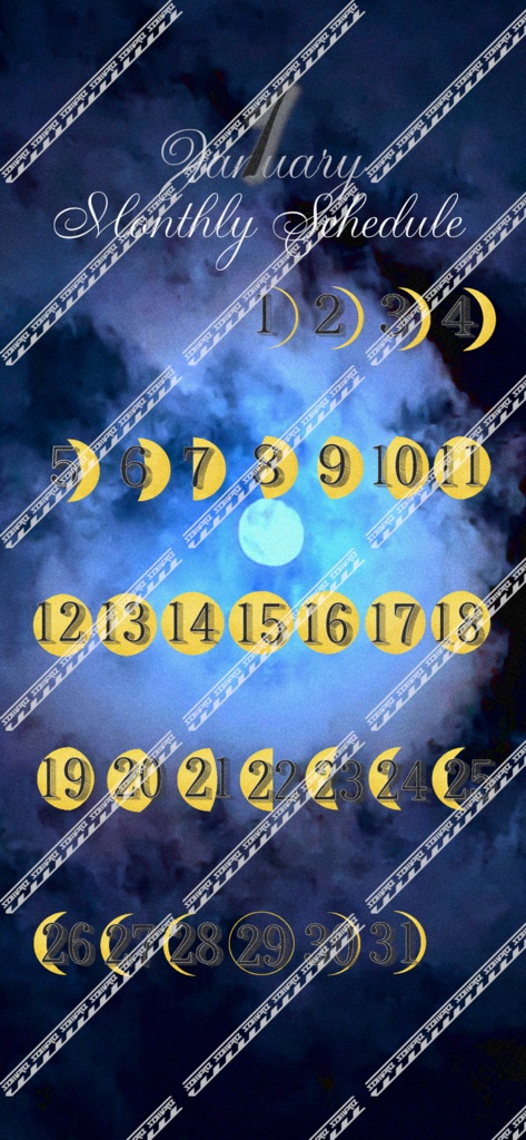 2025年1月月の満ち欠けカレンダー