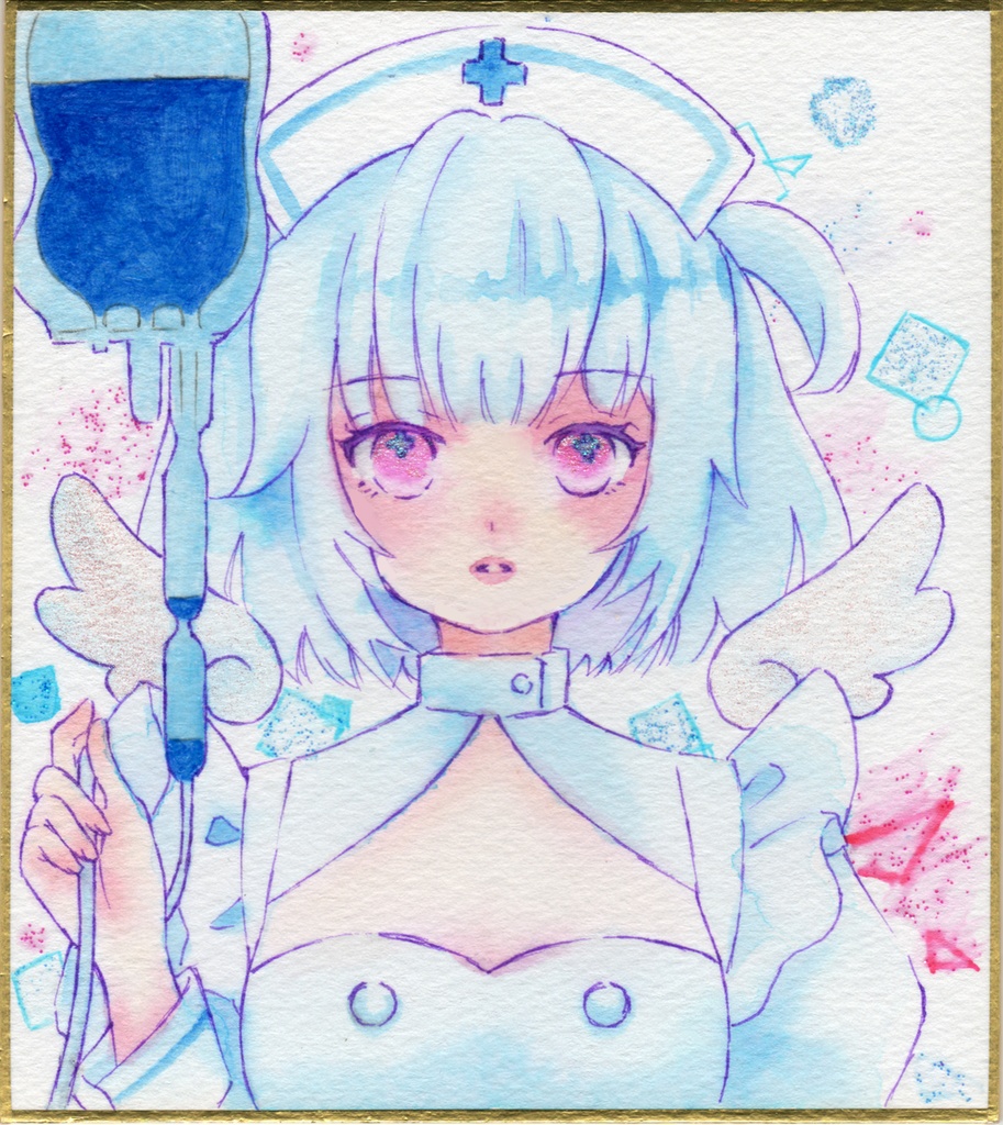 原画1/4 色紙【ナース水色】