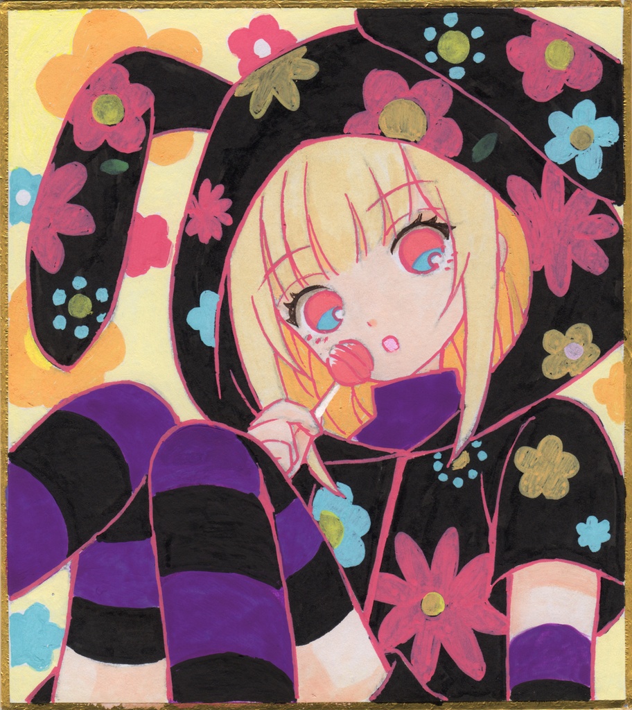 1/4色紙　原画　【 candy pop】