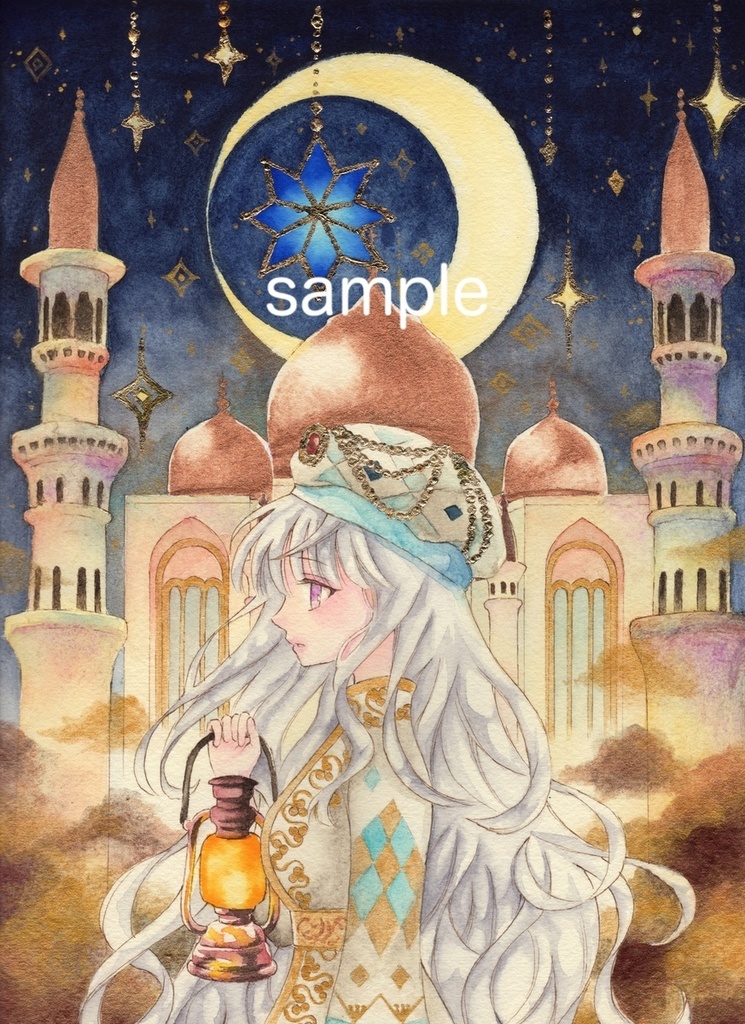 額装原画【月夜のモスク】