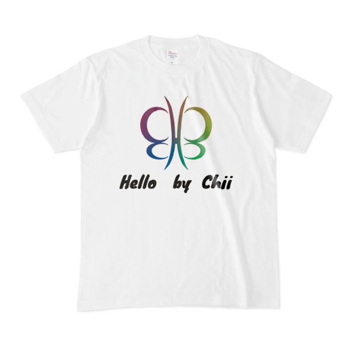 Hello by Chiiレインボー蝶Tシャツ