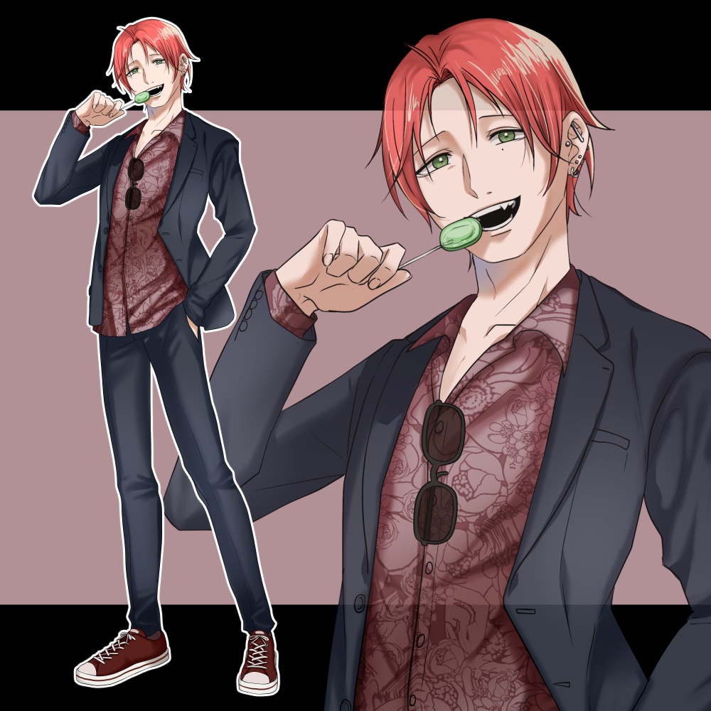 立ち絵素材:陽気なスーツ男性(差分無し)