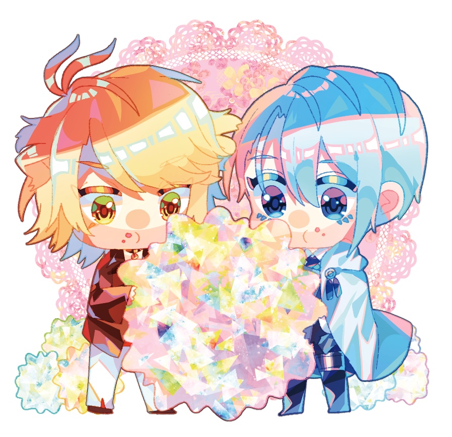 にゃんちょぎ 金平糖アクリルキーホルダー 向日葵と胡蝶蘭 Booth