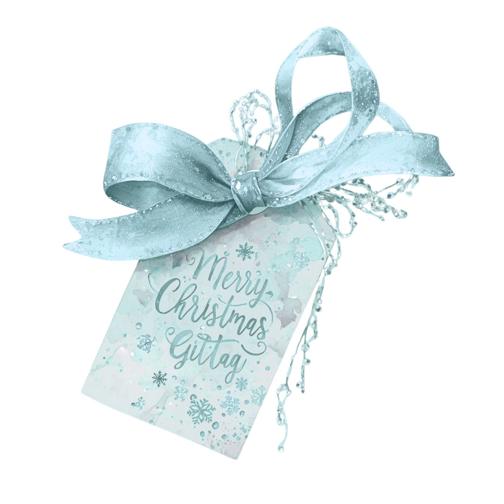 ブルー×アンティークの水彩クリスマス・クリップアートセット(10点/PNG)