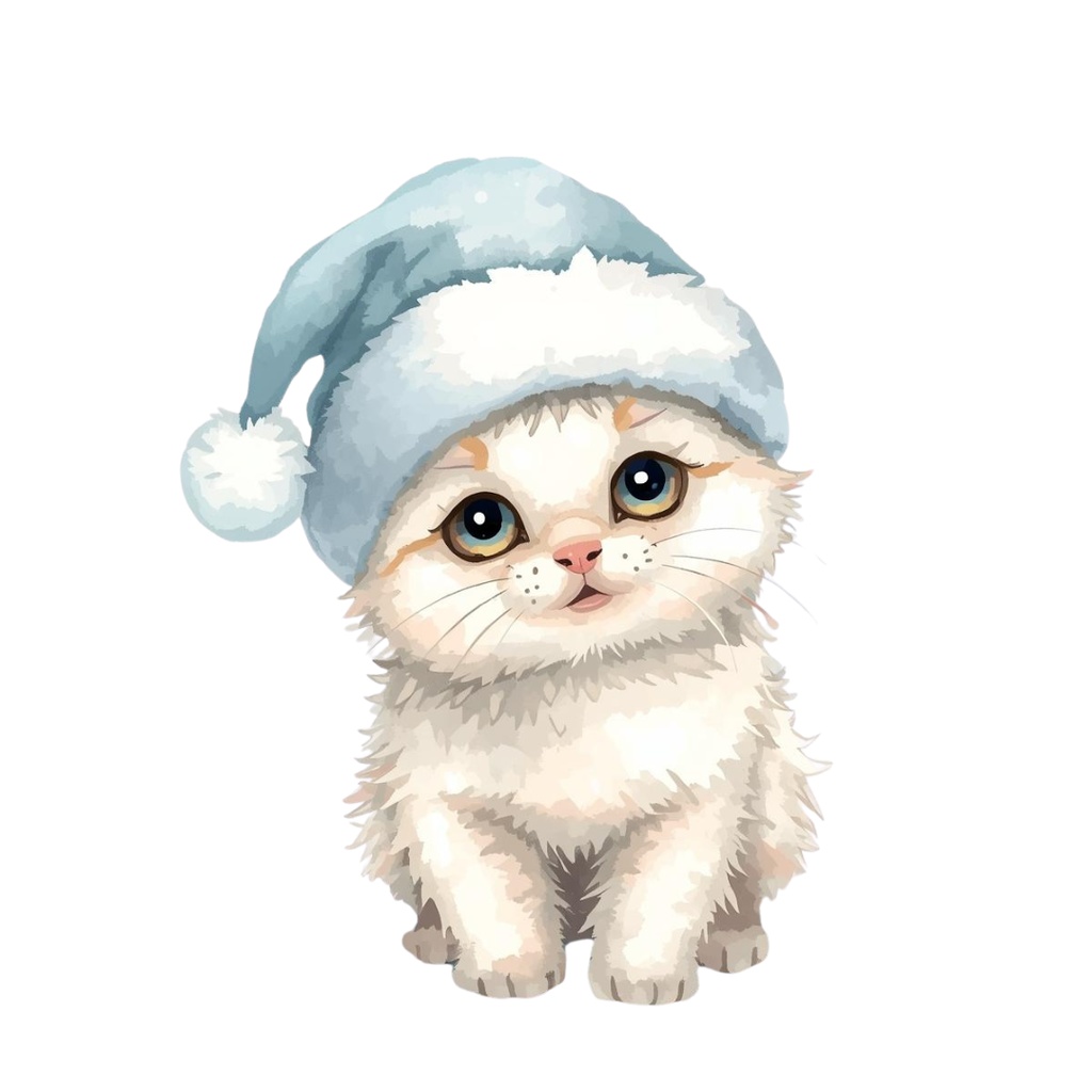 ブルー×アンティークの水彩クリスマス・クリップアートセット(10点/PNG)