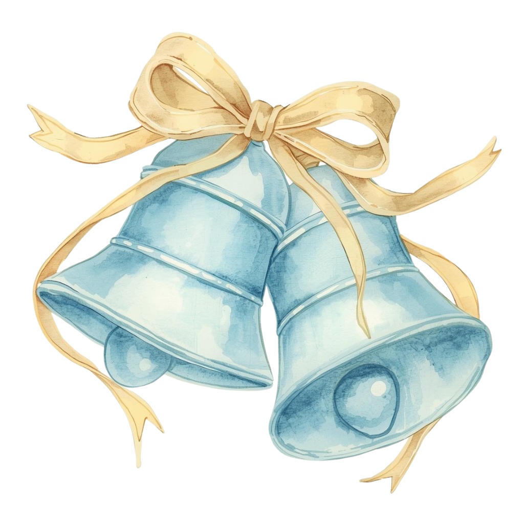 ブルー×アンティークの水彩クリスマス・クリップアートセット(10点/PNG)