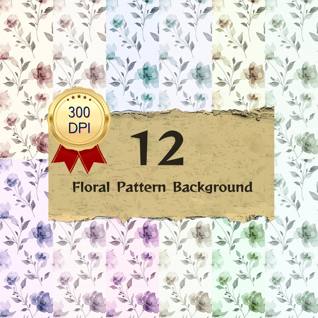 01_フラワーパターンテクスチャ背景素材｜12色セット・デジタル＆印刷対応