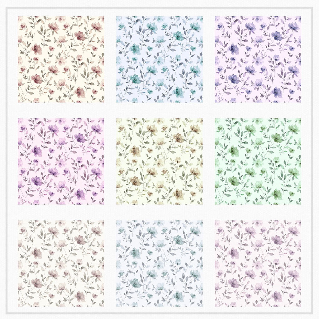 01_フラワーパターンテクスチャ背景素材|12色セット・デジタル&印刷対応