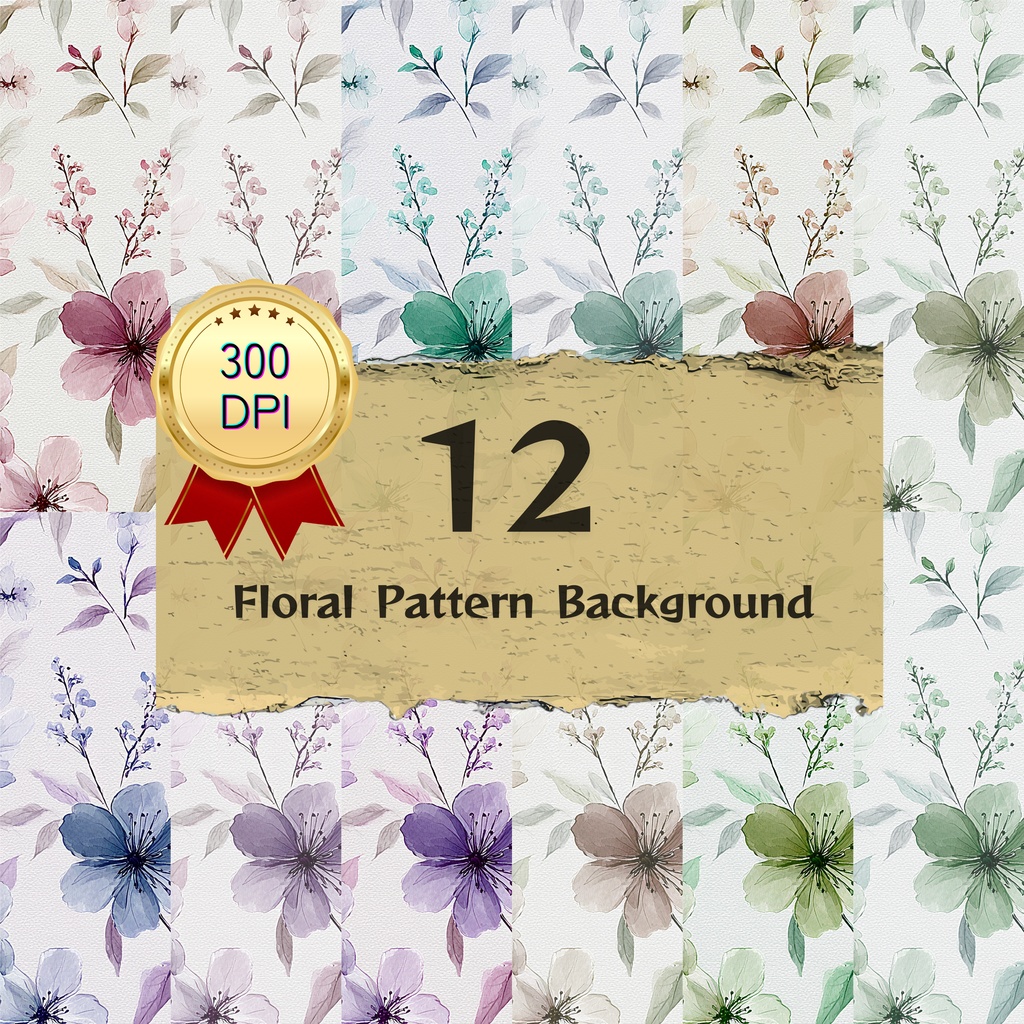 02_フラワーパターンテクスチャ背景素材｜12色セット・デジタル＆印刷対応