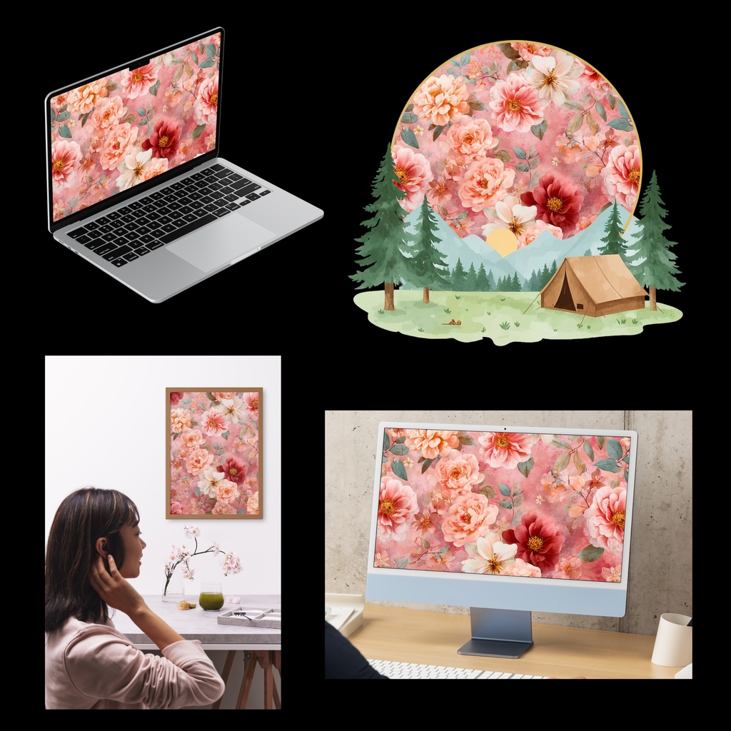 01_フラワーパターンテクスチャ背景素材|デジタル&印刷対応