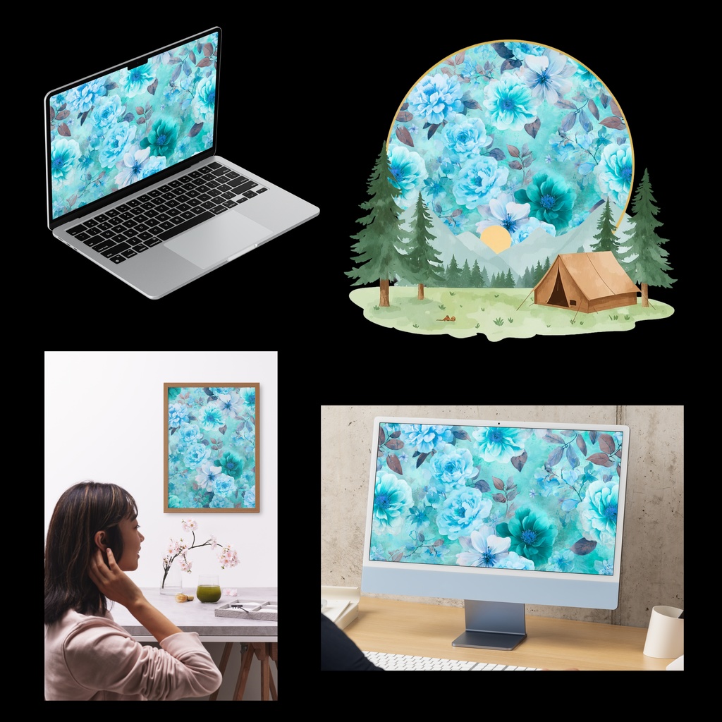 02_フラワーパターンテクスチャ背景素材|デジタル&印刷対応