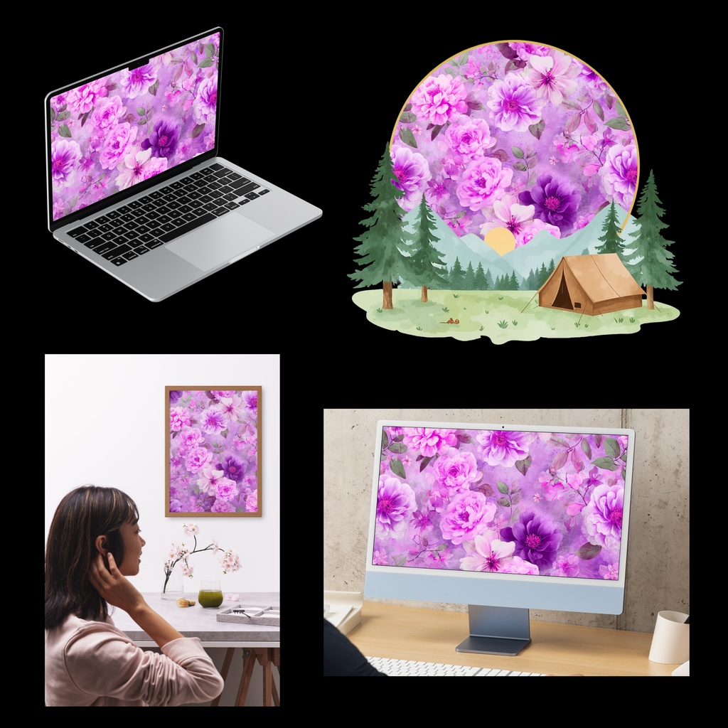 04_フラワーパターンテクスチャ背景素材|デジタル&印刷対応