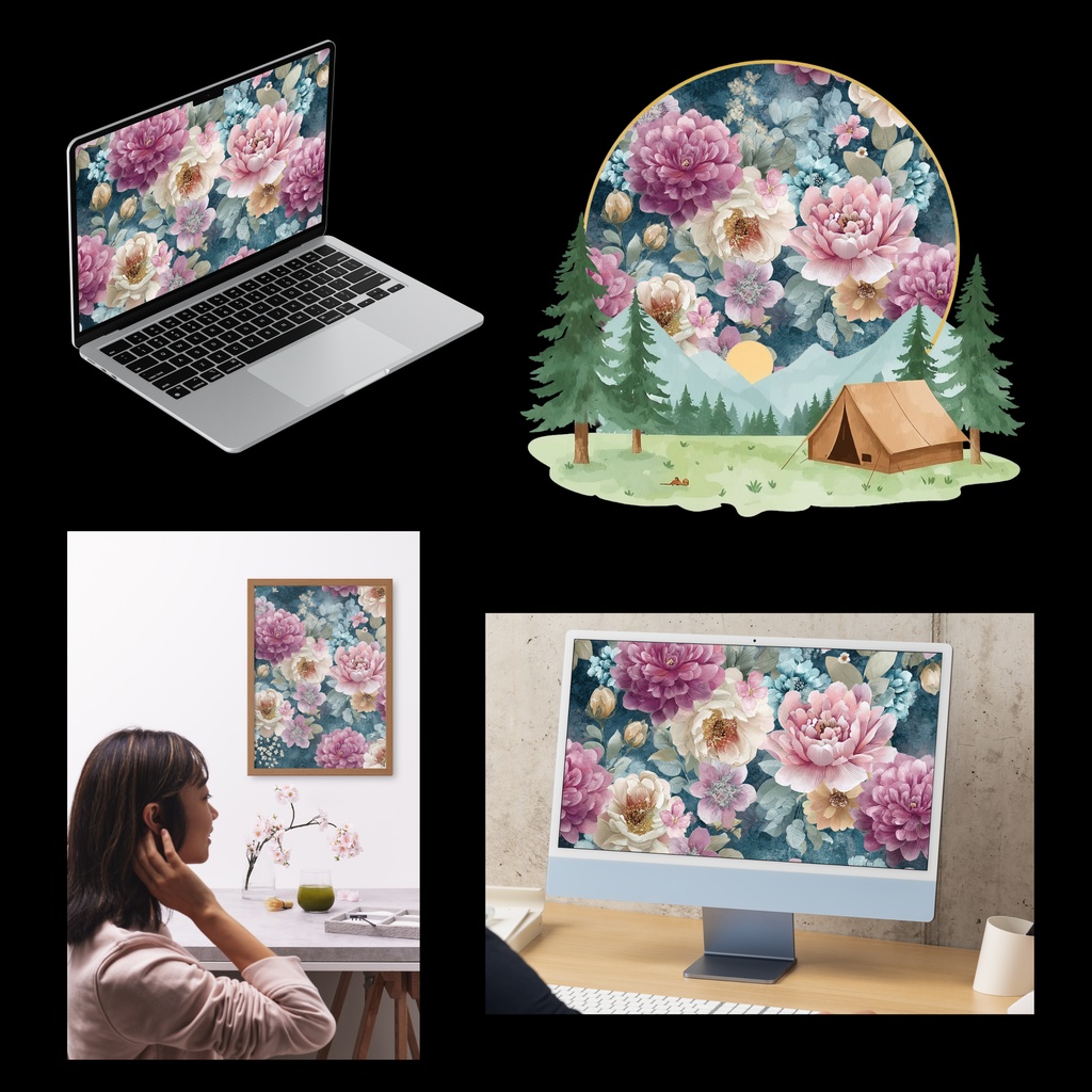 01_フラワーパターンテクスチャ背景素材|デジタル&印刷対応