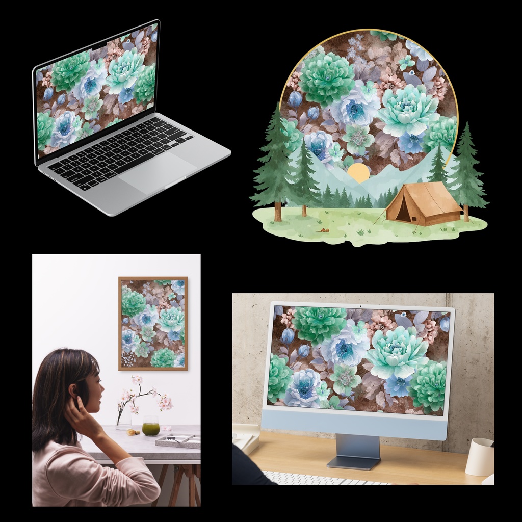 02_フラワーパターンテクスチャ背景素材|デジタル&印刷対応