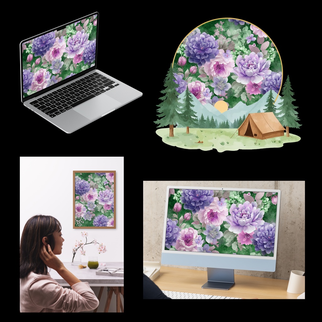 04_フラワーパターンテクスチャ背景素材|デジタル&印刷対応