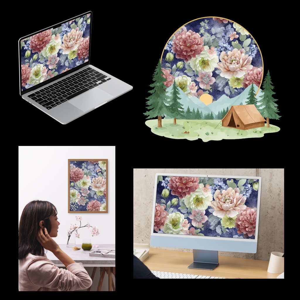 05_フラワーパターンテクスチャ背景素材|デジタル&印刷対応