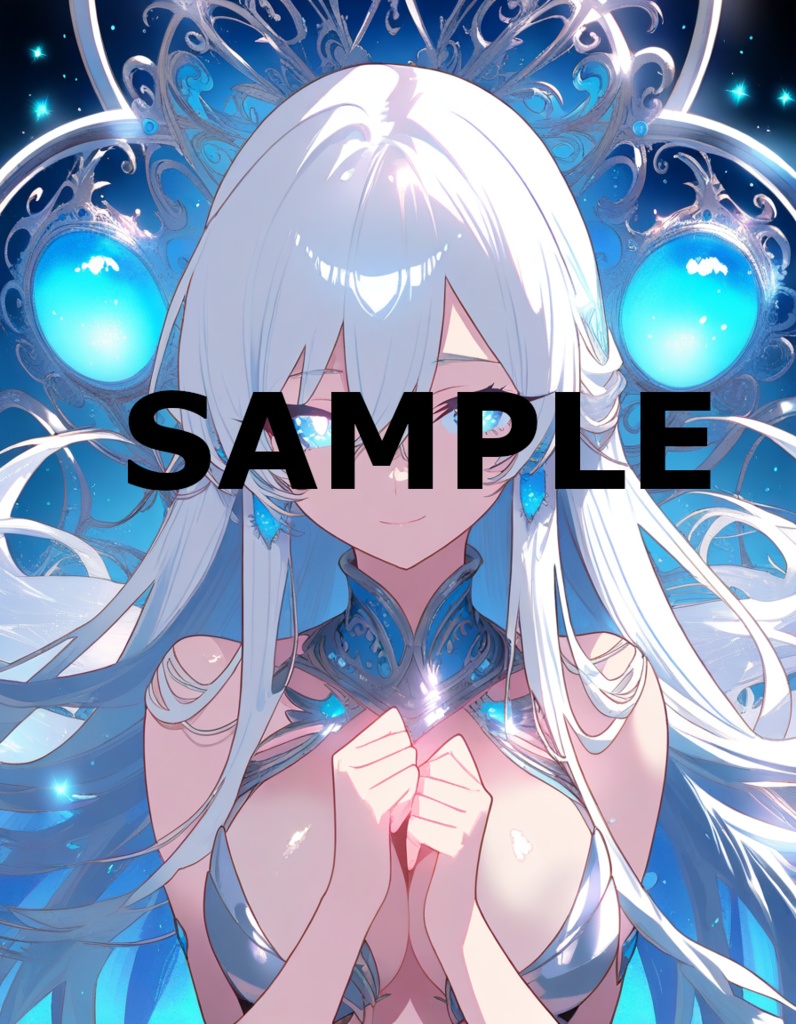 銀髪碧眼　オリジナル魔法使い・女神　女性キャラ壁紙セット　10枚②