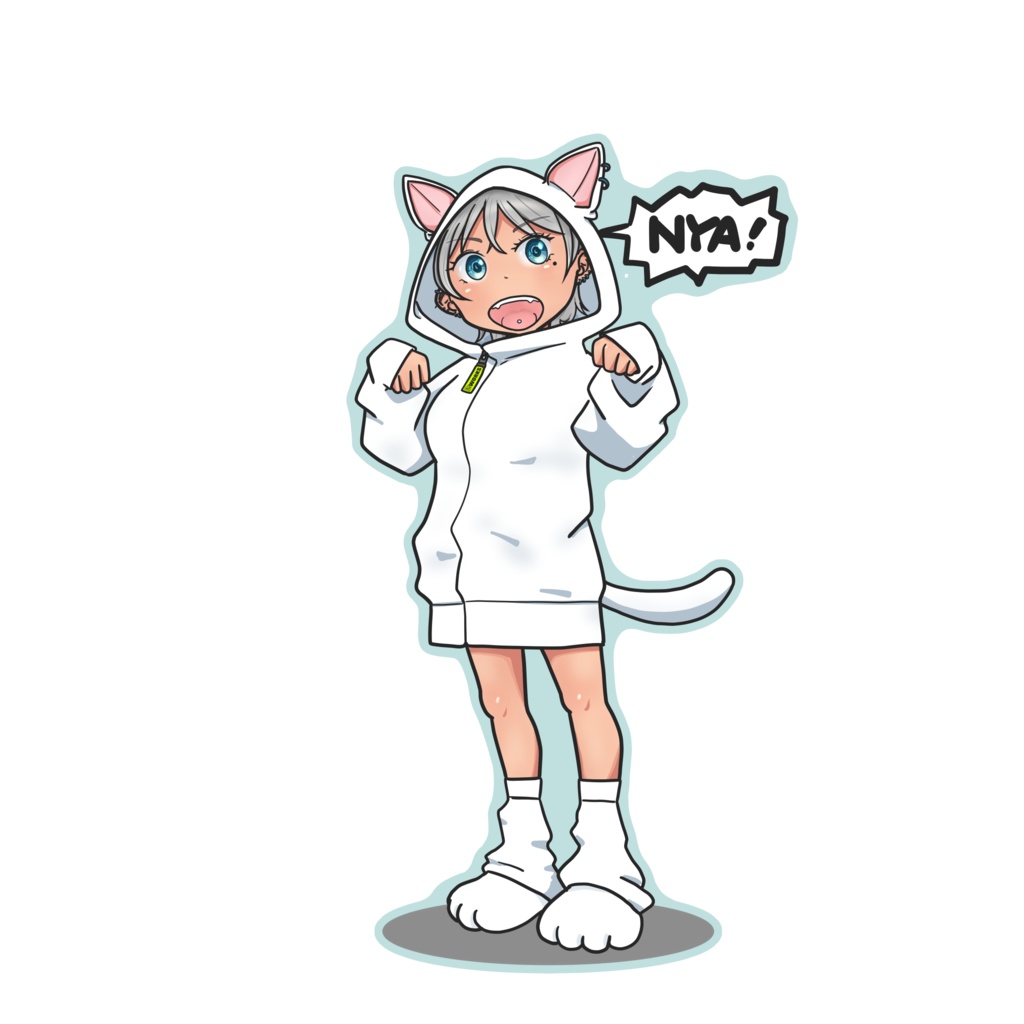 猫耳パーカーあおちゃん