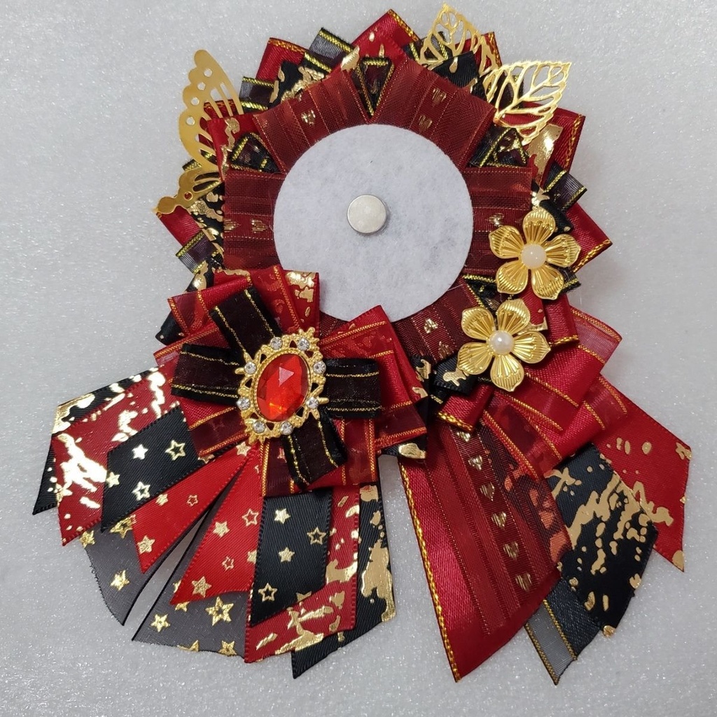 痛ロゼット ロゼット 缶バッジ 推し 深い紫 弓の花の葉のタッセル 58mm 65mm 75mm サイズ 缶バッジ用 ロゼット推し活 オーダー