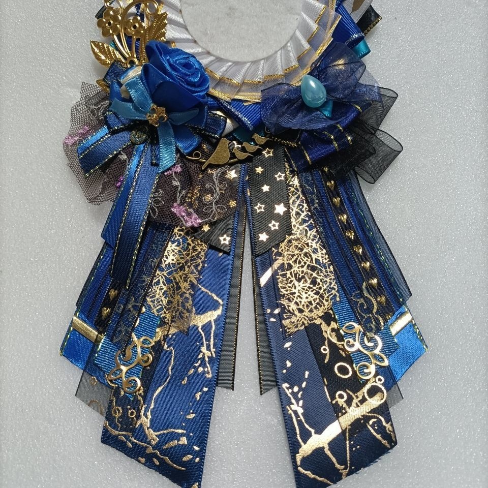 痛ロゼット ロゼット 缶バッジ 推し ダークブルー リボンフラワータッセル 58mm 65mm 75mm サイズ 缶バッジ用 ロゼット推し活 オーダー