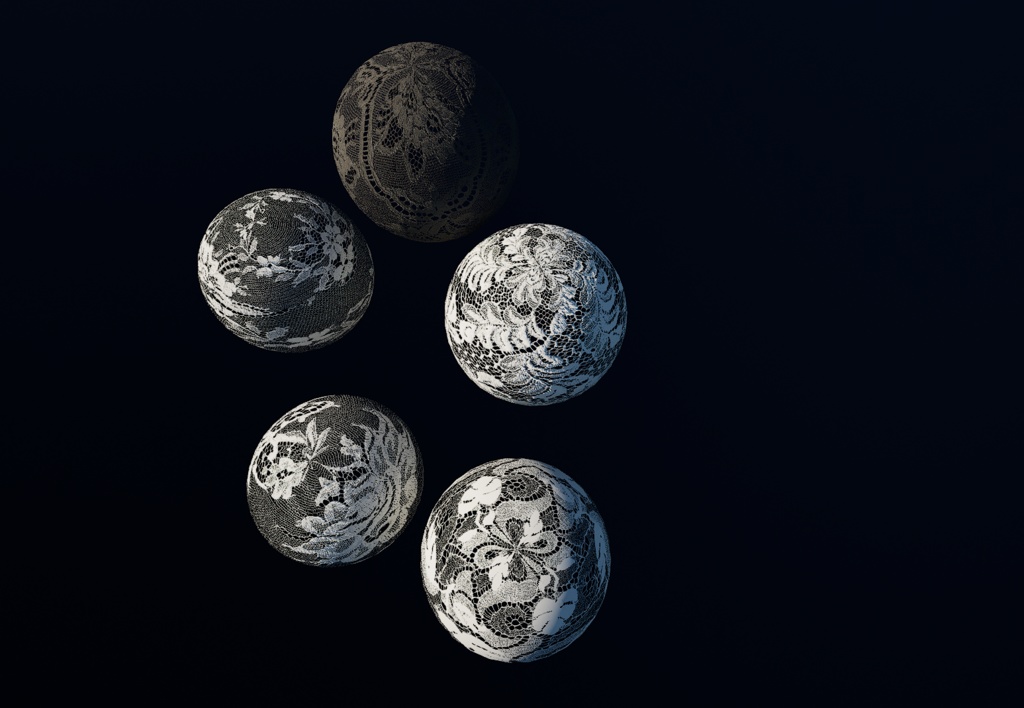 【5個種類セット】【41カラー】4K レーステクスチャ【セットA】 【5TexturePiece Set】4K Lace Fabric Textures