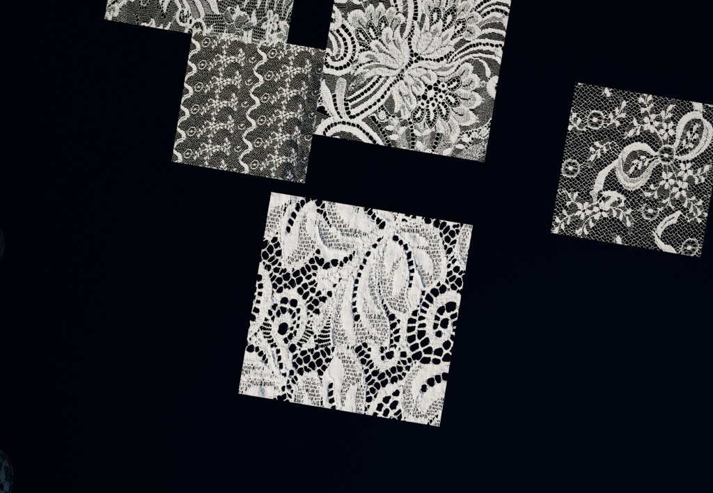 【5種類レースセット】4K レース テクスチャ【セットC】 【5-Piece Set】4K Lace Fabric Textures