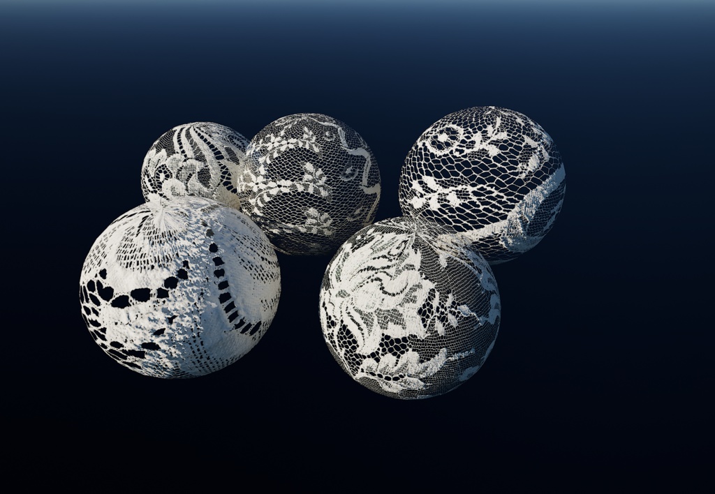 【5種類レースセット】4K レース テクスチャ【セットC】 【5-Piece Set】4K Lace Fabric Textures