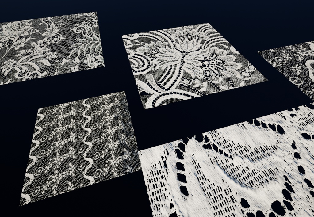 【5種類レースセット】4K レース テクスチャ【セットC】　　【5-Piece Set】４K Lace Fabric Textures