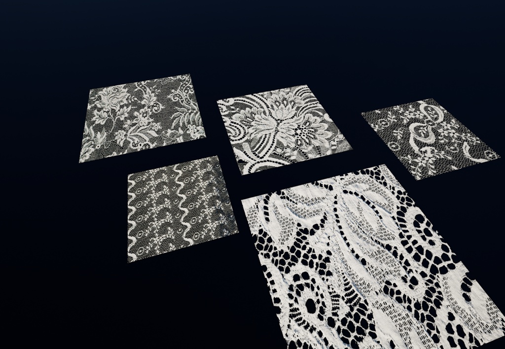 【5種類レースセット】4K レース テクスチャ【セットC】 【5-Piece Set】4K Lace Fabric Textures
