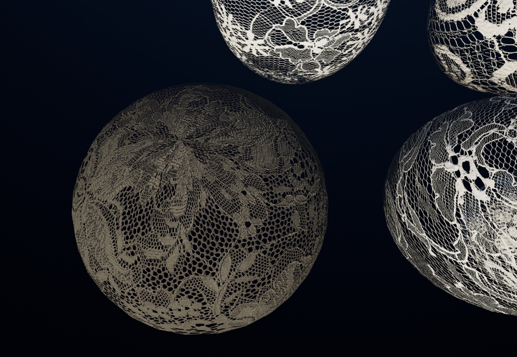 【5種類セット】4K レーステクスチャ【セットF】 【5-Piece Set】4K Lace Fabric PBR Textures