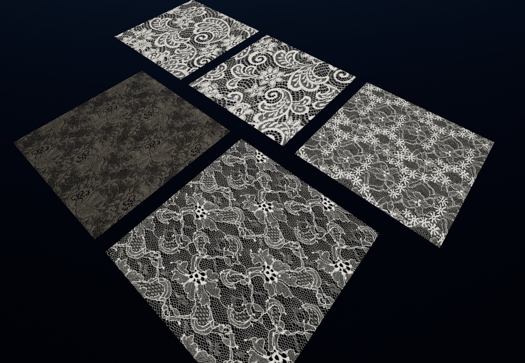【5種類セット】4K レーステクスチャ【セットF】 【5-Piece Set】4K Lace Fabric PBR Textures