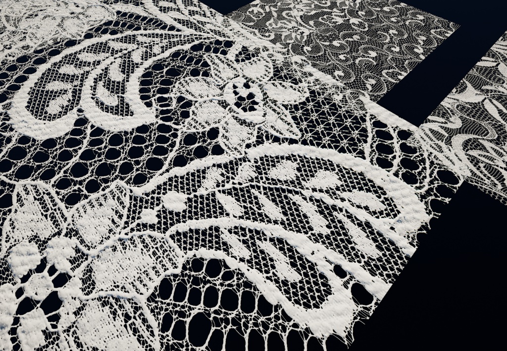 【5個セット】4K レースPBRテクスチャ【セットG】 【5-Piece Set】4K Lace Fabric PBR Textures